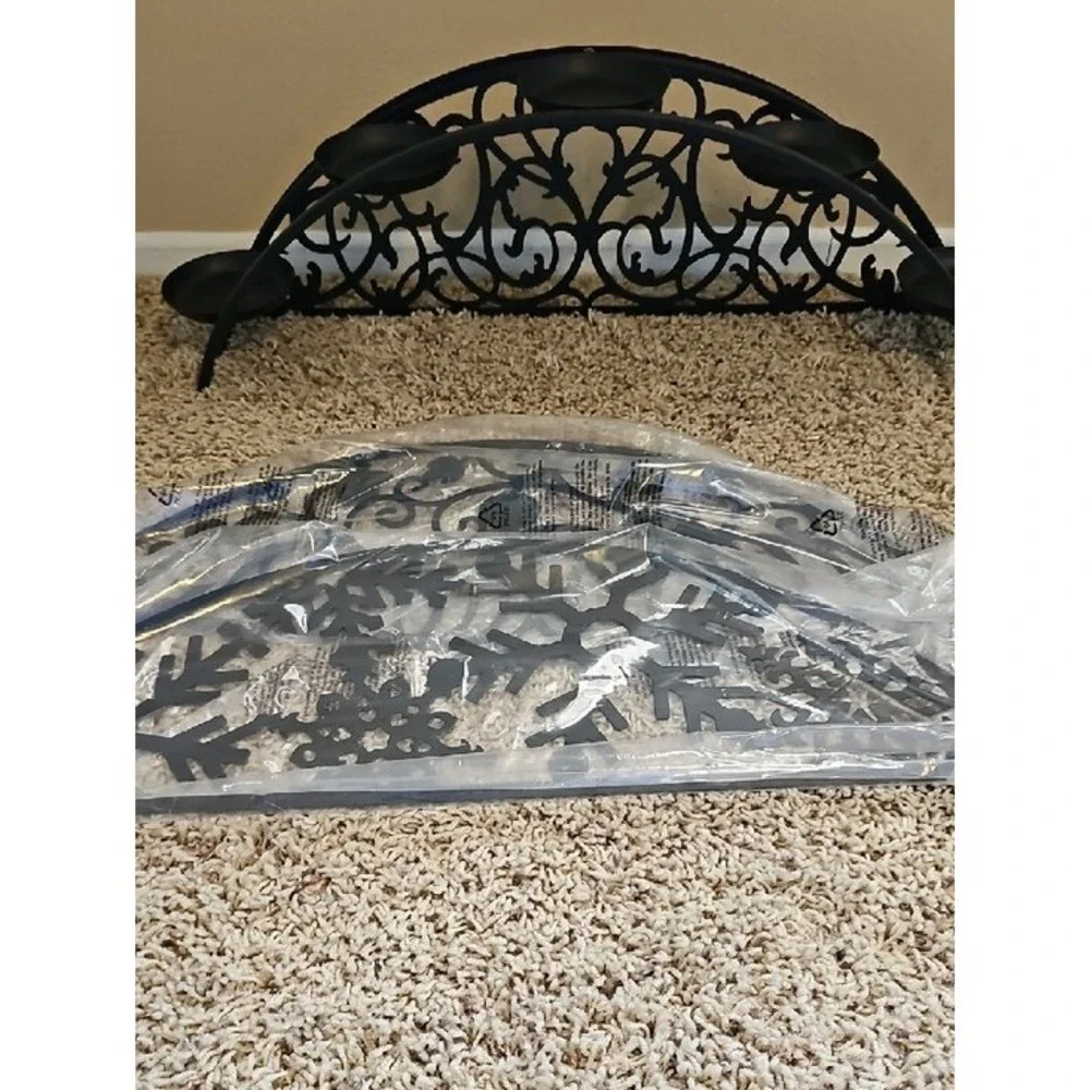 PartyLite Couture Hearthside Pillar Candle Holder Black Magnetic Panels